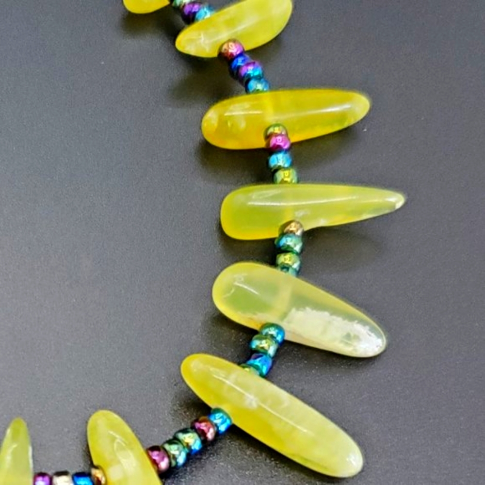 One-of-a-kind, serpentine & glass necklace ✨️